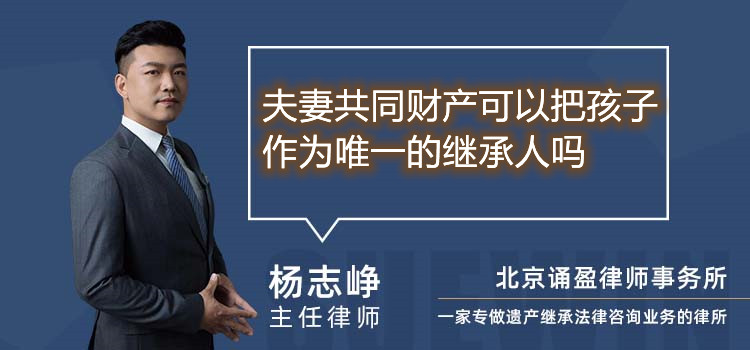 夫妻共同财产可以把孩子作为唯一的继承人吗